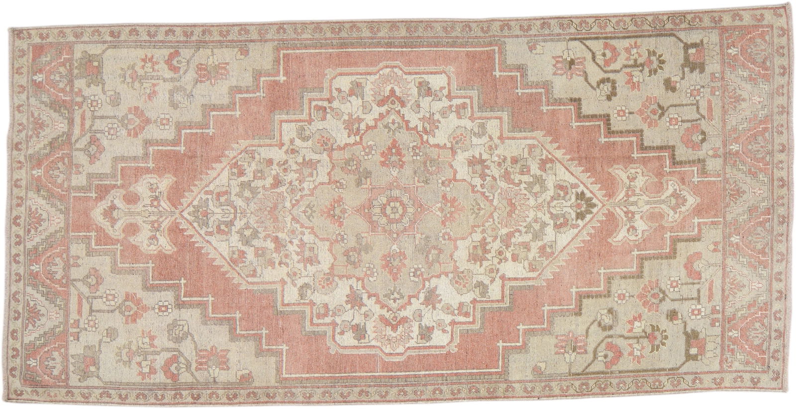 TURKISH HAND KNOTTED WOOL RUG: Title: TURKISH HAND KNOTTED WOOL RUG Size: 5'1X10'4 Age: VINTAGE Origin: TURKISH Style: OUSHAK Material: WOOL Care: PROFESSIONAL Structure: HAND KNOTTED Design: OUSHAK Reserve: $1,000.00 Shipping:</
