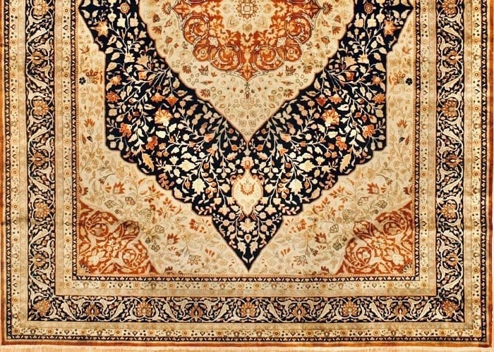 Hand-Knotted Indo-Persian Wool Black Oriental Rug Medallion Carpet 10'3" x 14'1" - 3