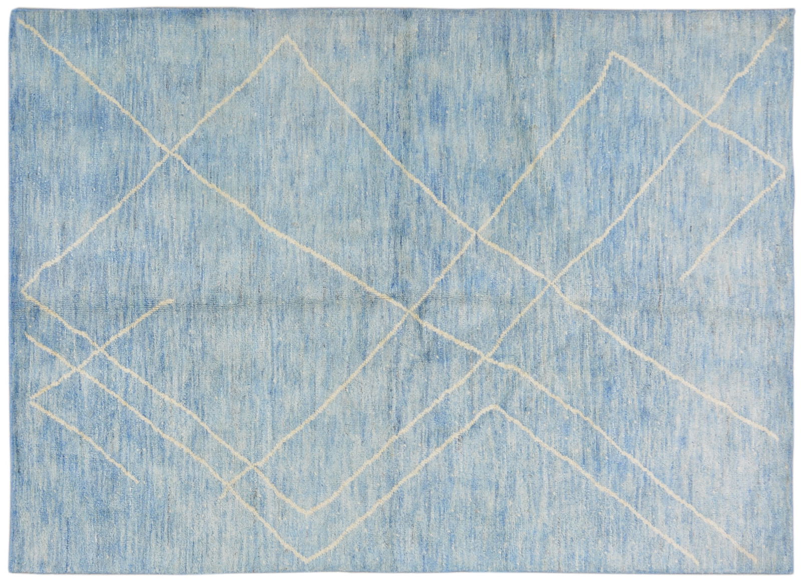 MOROCCAN HAND KNOTTED WOOL RUG: Title: MOROCCAN HAND KNOTTED WOOL RUG Size: 5'8X8 Age: NEW Origin: MOROCCAN Material: WOOL Care: PROFESSIONAL Structure: HAND KNOTTED Design: MOROCCAN Reserve: $750.00 Shipping: Domestic: Shippi