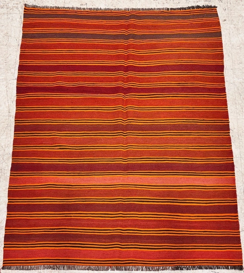 Hand-Knotted Maymana Kilim Tribal Flatweave Wool Oriental Rug 4'7" x 6'7" - 3