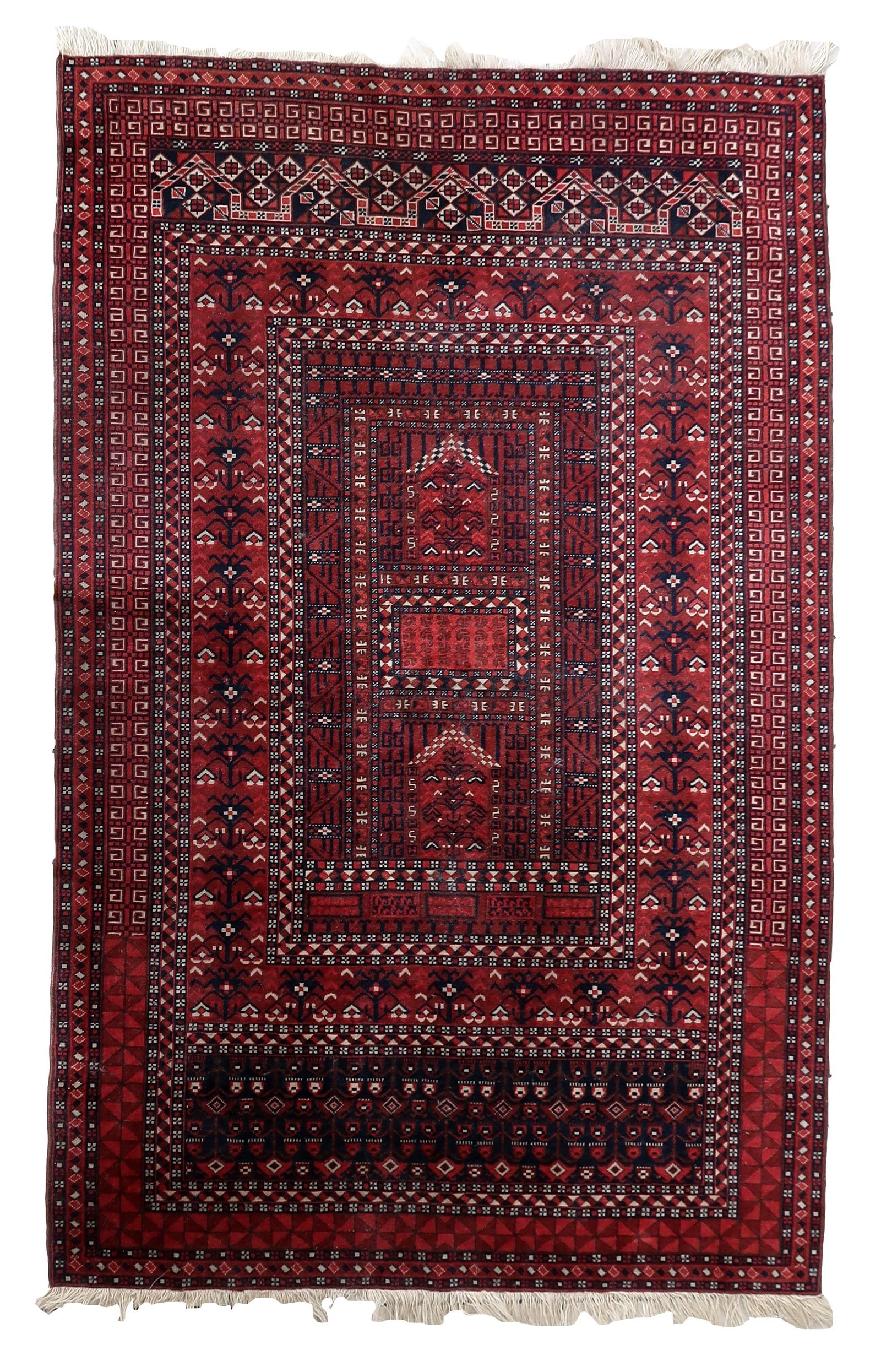 Handmade vintage Turkmen Hachli rug 4.6' x 7.2' (142cm x 221cm) 1960s: Title:Handmade vintage Turkmen Hachli rug 4.6' x 7.2' (142cm x 221cm) 1960sOrigin:TurkmenDimension:4.6' x 7.2' (142cm x 221cm)Materials:woolYear:1960sDescription:Handmade vintage Turkmen Hachli rug