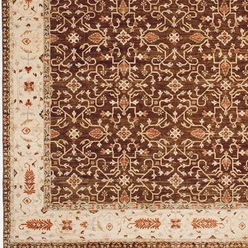 Hand Knotted Agra Caramel Ivory Wool New Oriental Area Rug Carpet 8'10" x 9'3" - 6