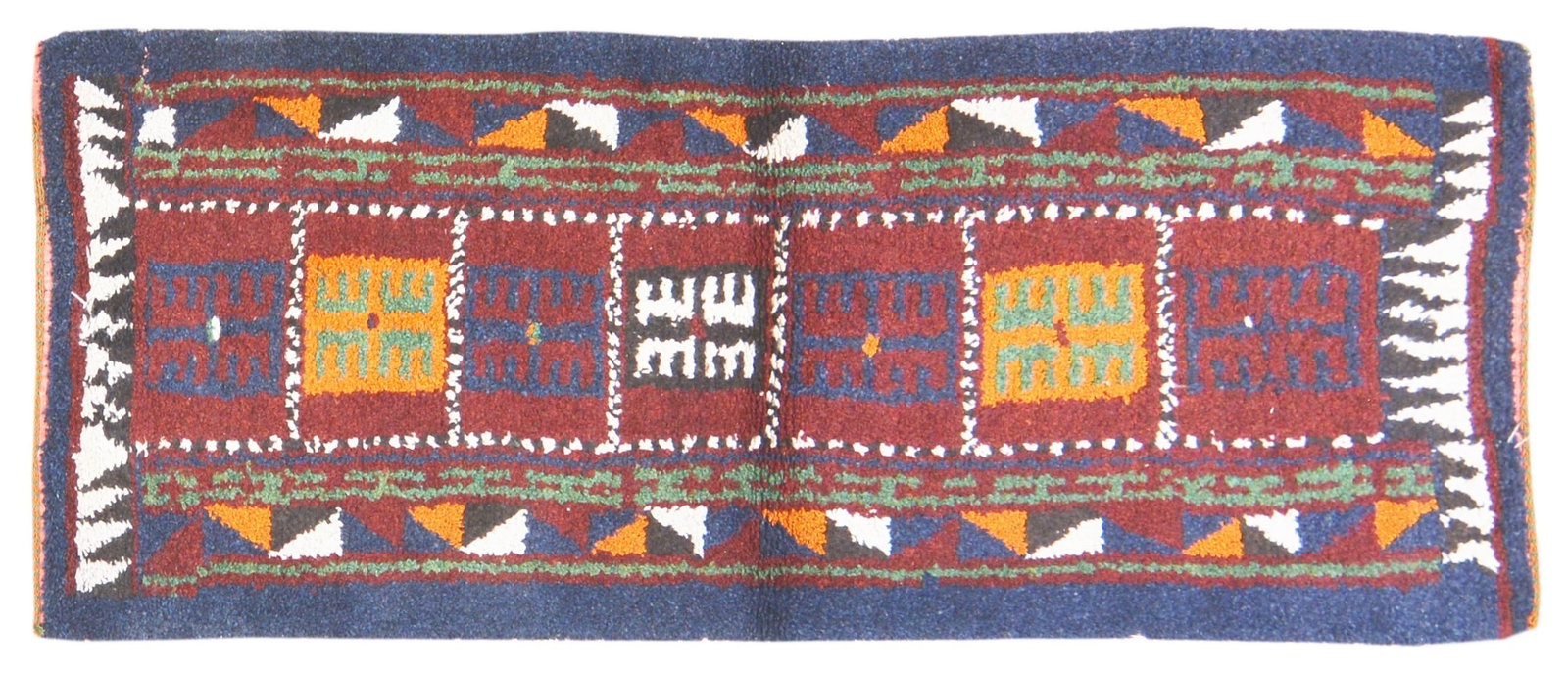 UZBEKISTAN HAND KNOTTED WOOL RUG: Title: UZBEKISTAN HAND KNOTTED WOOL RUG Size: 3X7'4 Age: ANTIQUE Origin: UZBEKISTAN Style: JULKHYR Material: WOOL Care: PROFESSIONAL Structure: HAND KNOTTED Design: ANTIQUES Reserve: $900.00 Shippin