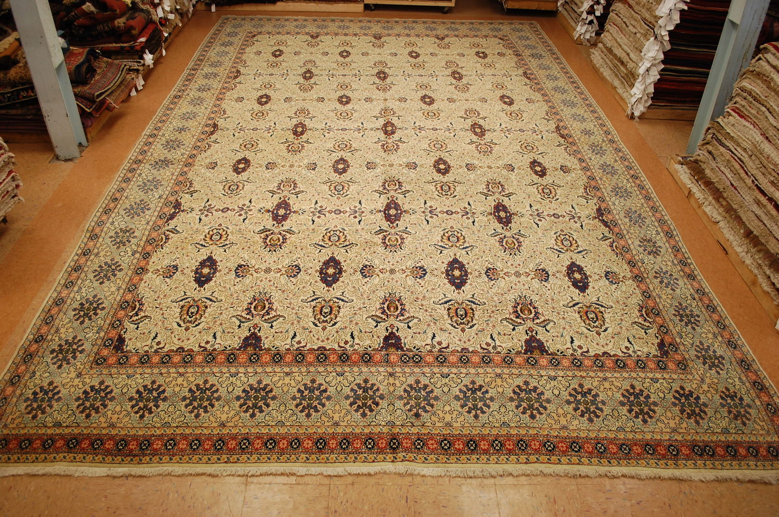 Persian KASHAN RUG 11.4x18.1: Title: Persian KASHAN RUG 11.4x18.1 Description:OLD,ANTIQUE EXCLUSIVE KORK WOOL PALACE SIZE AUTHENTIC Persian KASHAN ORIENTAL RUG ..HIGH KPSI..THIS IS AN INSPIRING BEAUTY...with an exact rare size of