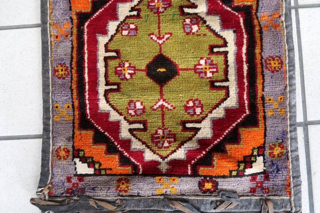 Handmade Vintage Persian Afshar Saddle Bag 1.3' x 4.1' (42cm x 127cm), 1940s - 4