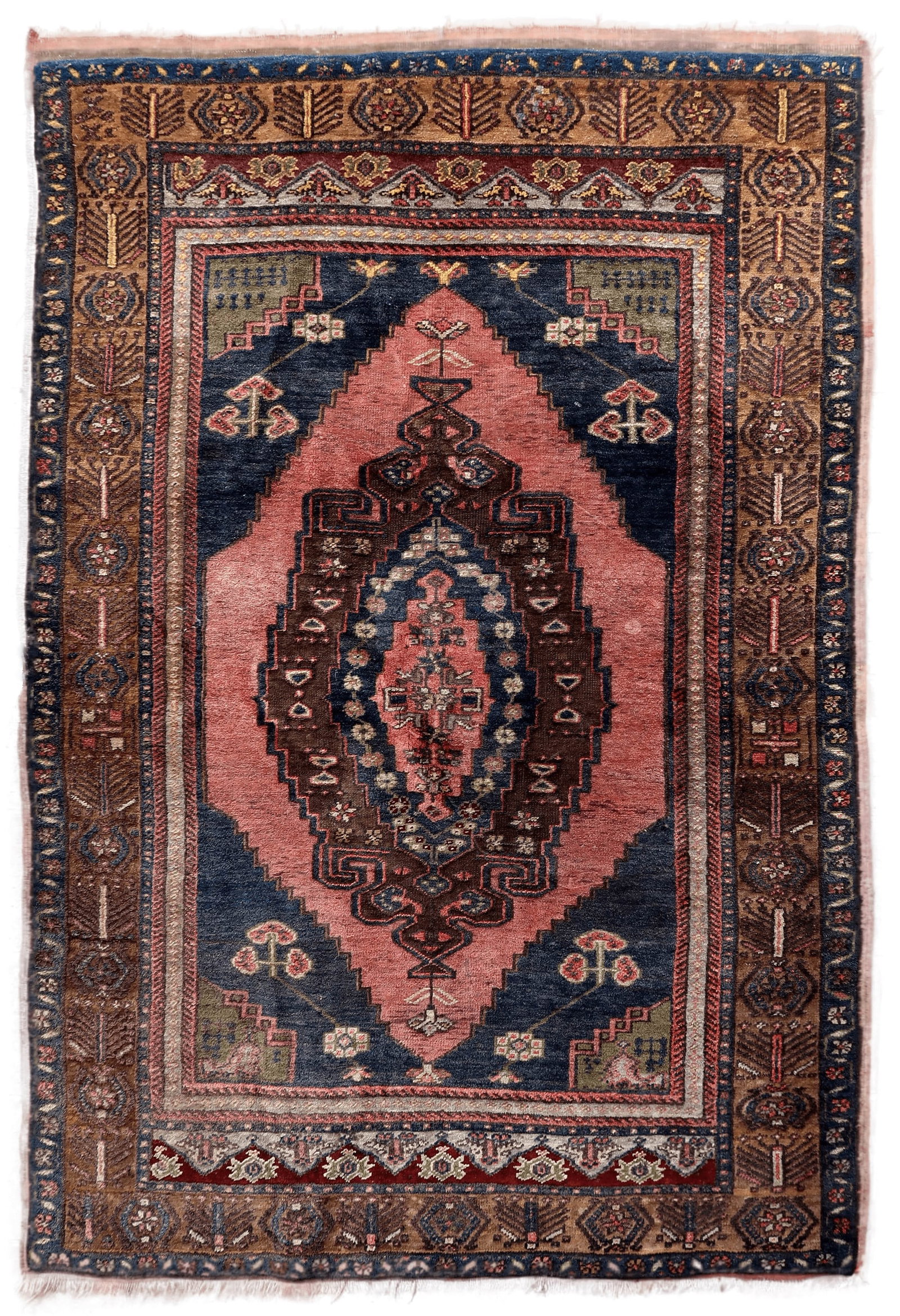 Handmade Vintage Turkish Anatolian Rug 3.7' x 5.6' (113cm x 173cm), 1970s (1 of 11)