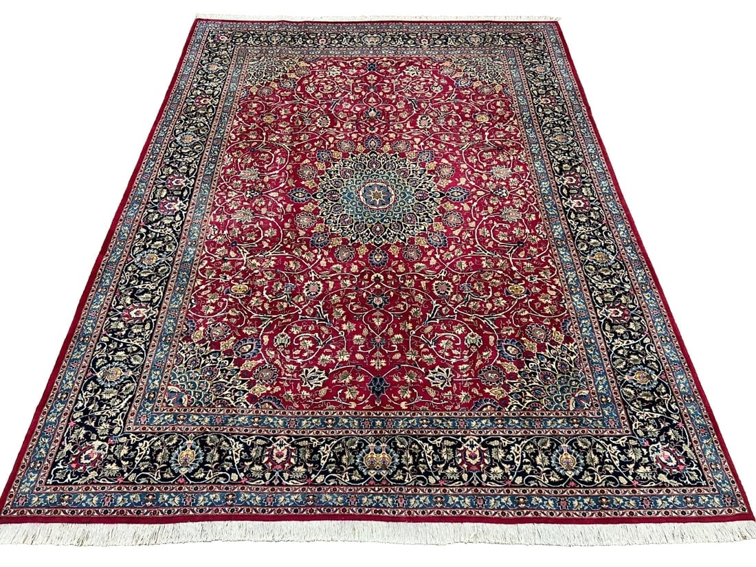 Hand Knotted Persian Kashmar Rug Magenta Red Wool 9'10" x 12'9" Area Carpet - 14