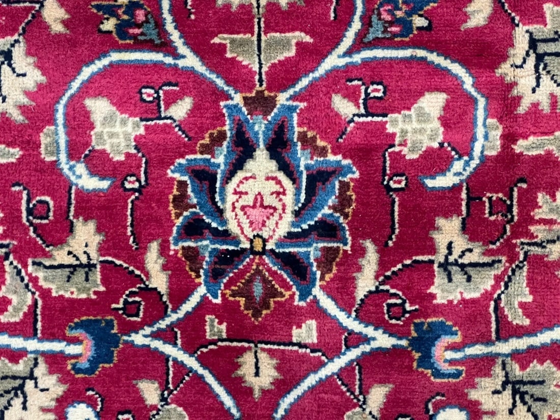 Hand Knotted Persian Kashmar Rug Magenta Red Wool 9'10" x 12'9" Area Carpet - 6