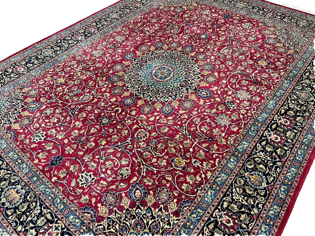Hand Knotted Persian Kashmar Rug Magenta Red Wool 9'10" x 12'9" Area Carpet - 9