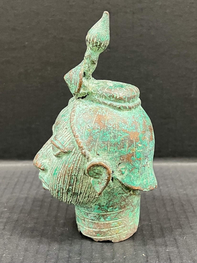 Benin Bronze Head Sculpture - 6