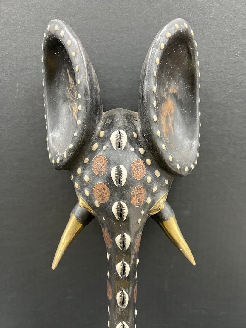 Babanki Elephant Mask with Embrdded Coins - 2