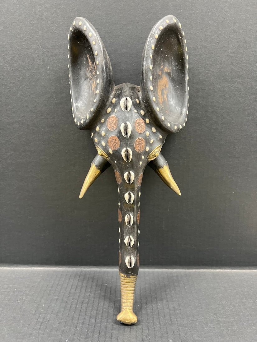 Babanki Elephant Mask with Embrdded Coins - 5
