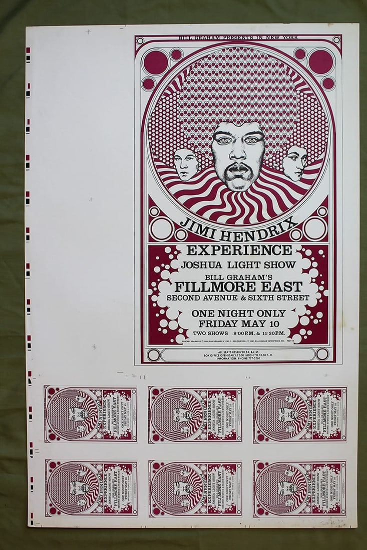 Jimi Hendrix Experience Live At Fillmore East (1968) Full Set Of US Concert Poster Printers Proofs - 3