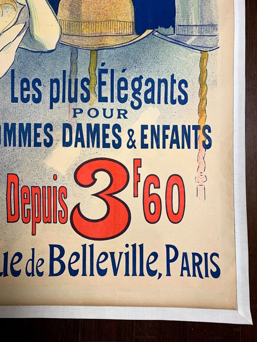 Halle Aux Chapeaux - Art By Cheret (1888) 34.4x48.8 French Advertising Poster LB - 3