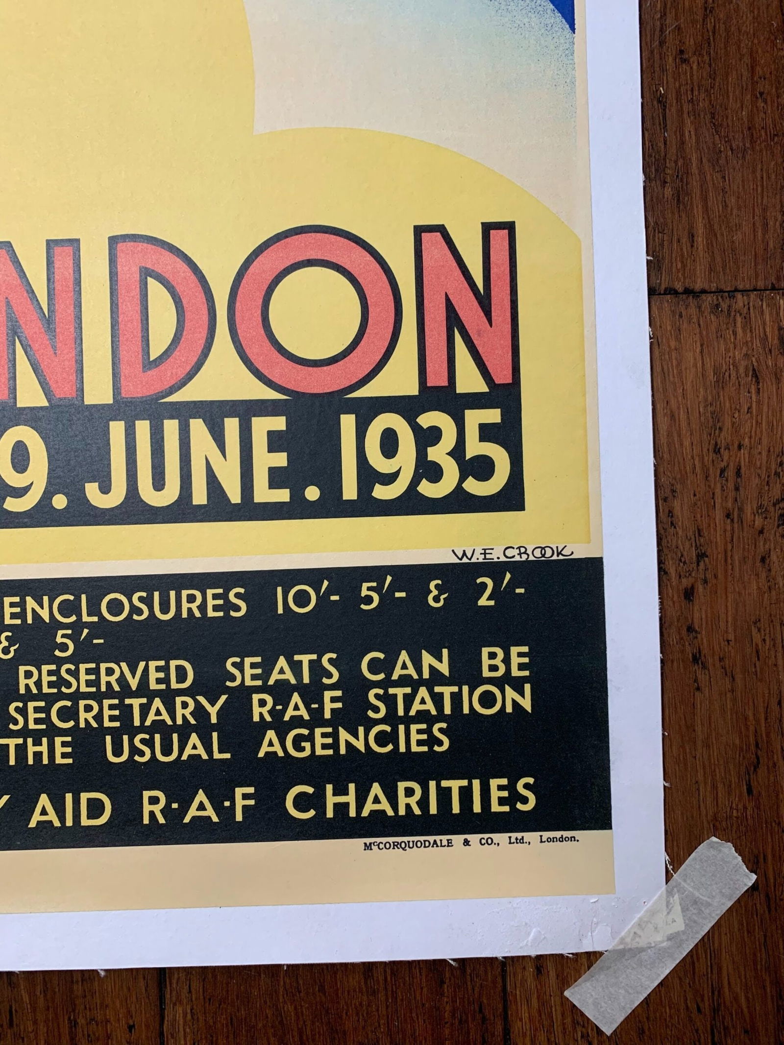 Very Rare Raf Pre-WW2 Art By W.E. Crook (1935) 20x30 UK War Poster LB - 3