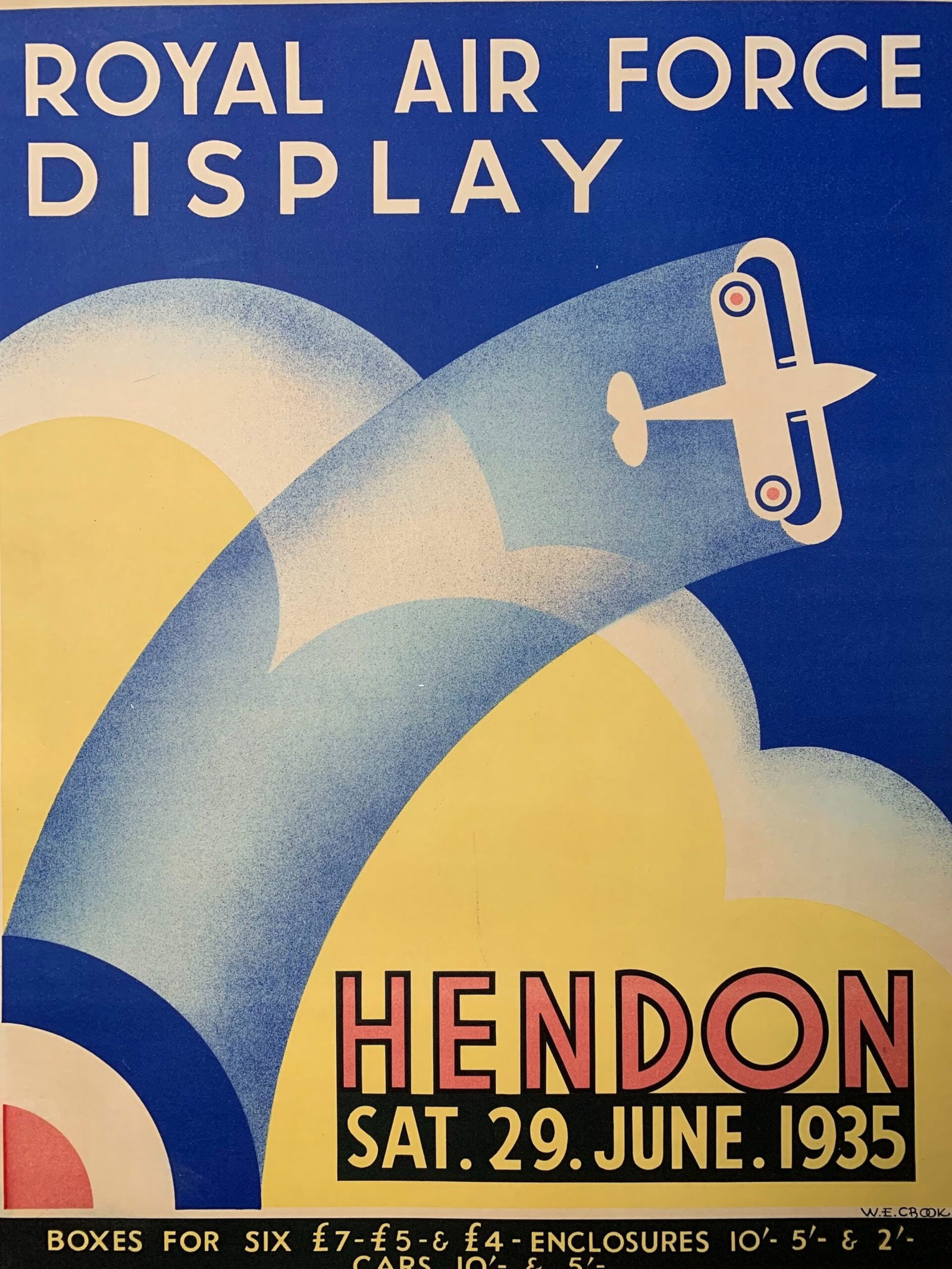 Very Rare Raf Pre-WW2 Art By W.E. Crook (1935) 20x30 UK War Poster LB - 6