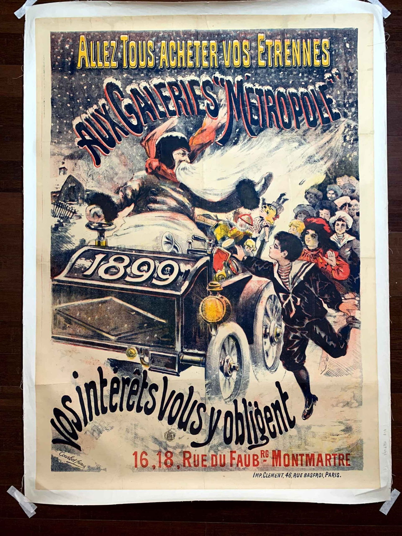 Aux Galeries Metropole -Art Courbet (1889) 38x55 French Christmas Santa Poster LB - 2