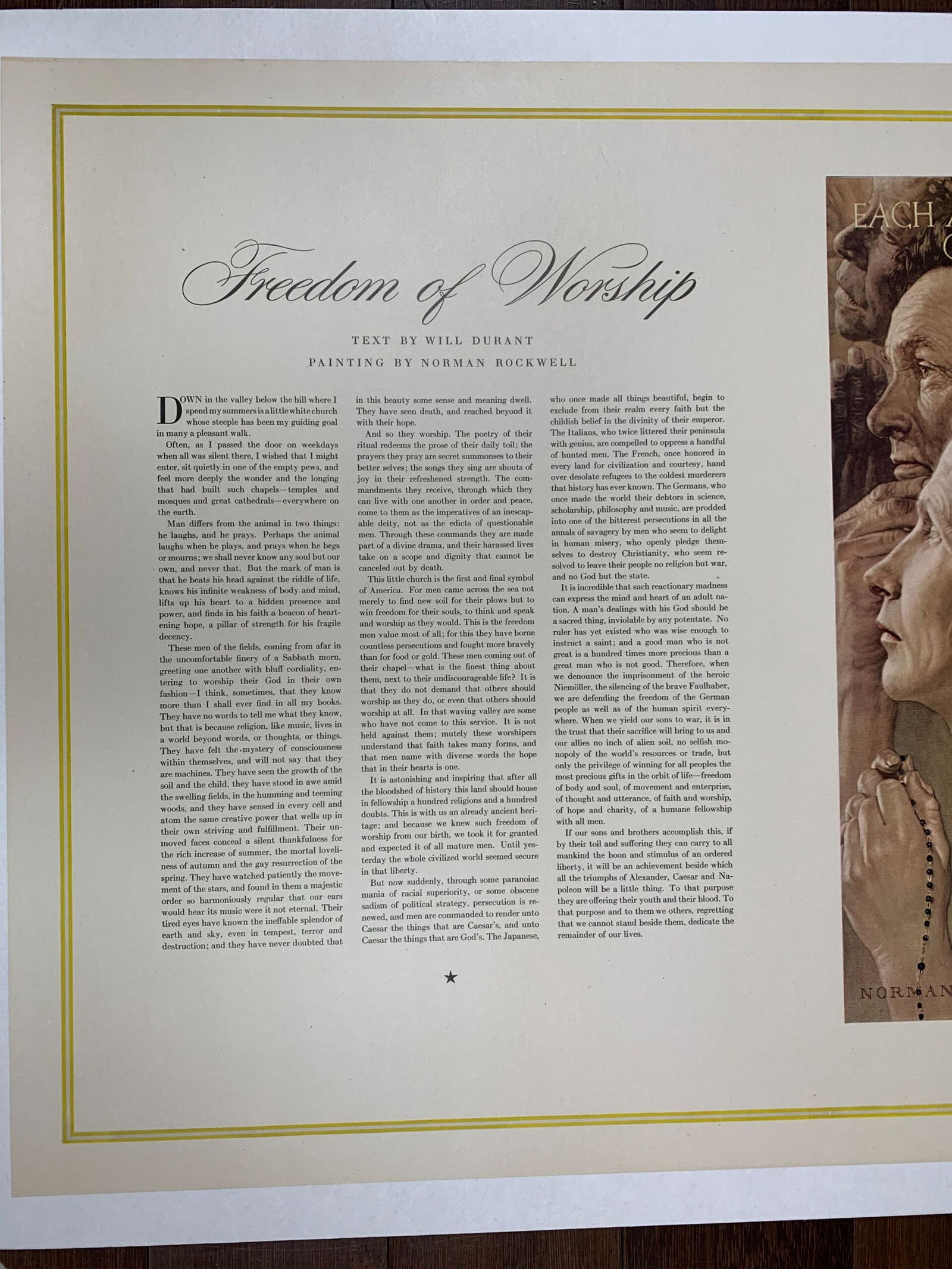 The Four Wants - Norman Rockwell (1943) 20x28 US Posters LB (x4) - 2