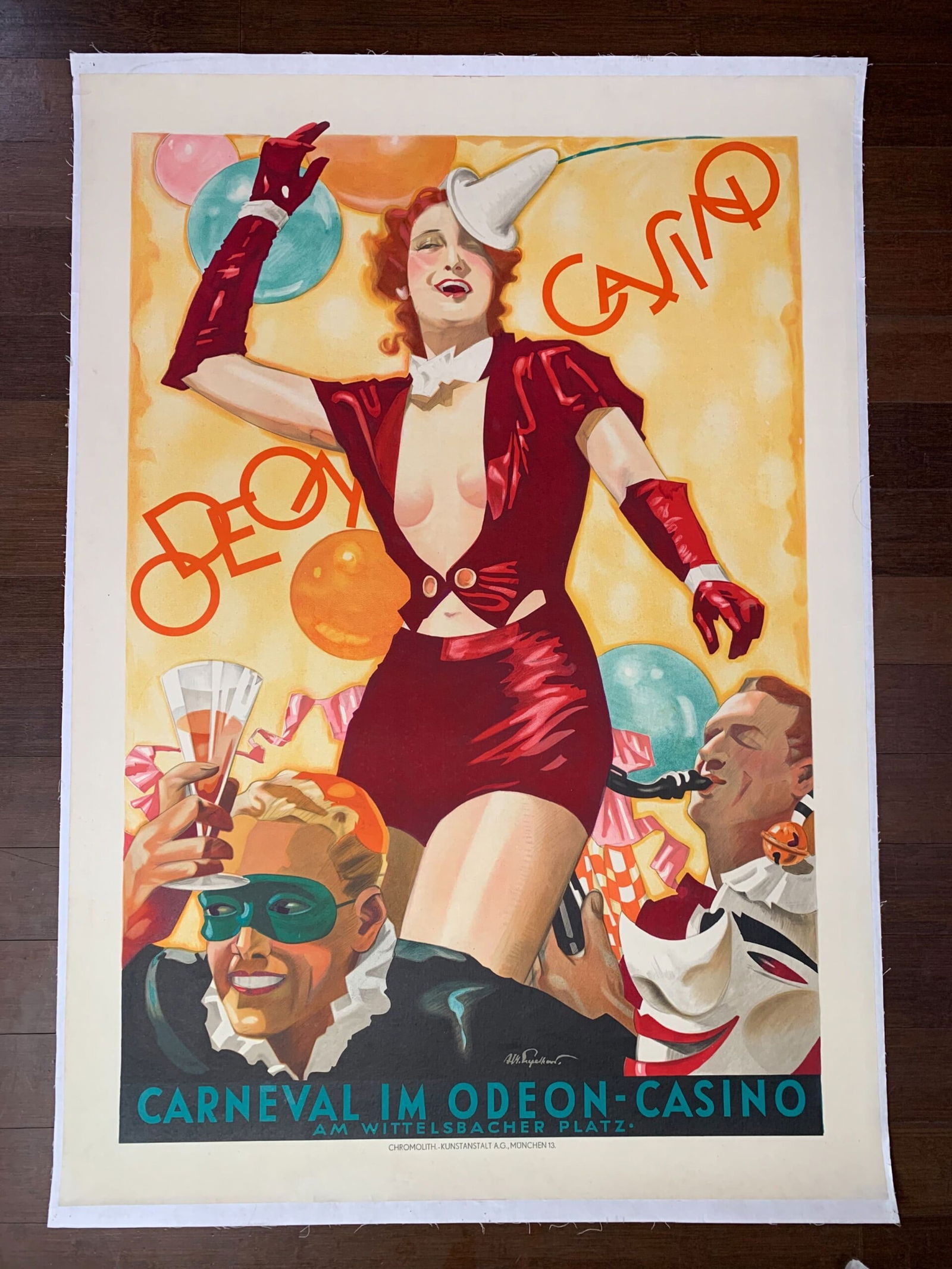 Odeon Casino - Art by Julius Ussy Engelhard (1938) 33.75x47.5 German Advertising Poster: Title: Odeon Casino - Art by Julius Ussy Engelhard (1938) 33.75x47.5 German Advertising Poster Description: Odeon Casino - Art by Julius Ussy Engelhard (1938) 33.75x47.5 German Advertising