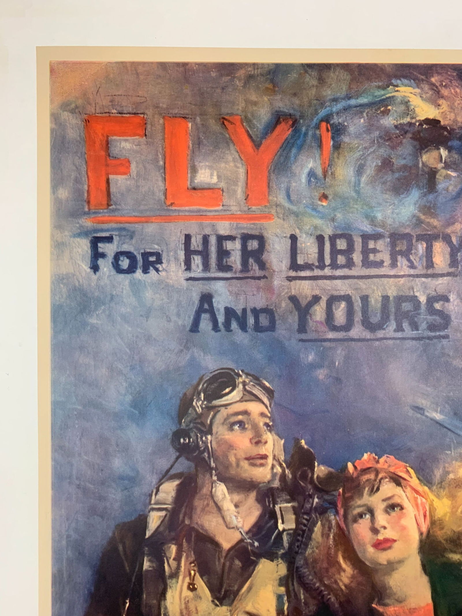 Fly for Her Liberty - Art by Christy (1944) 25x38 US WWII War Poster LB - 2