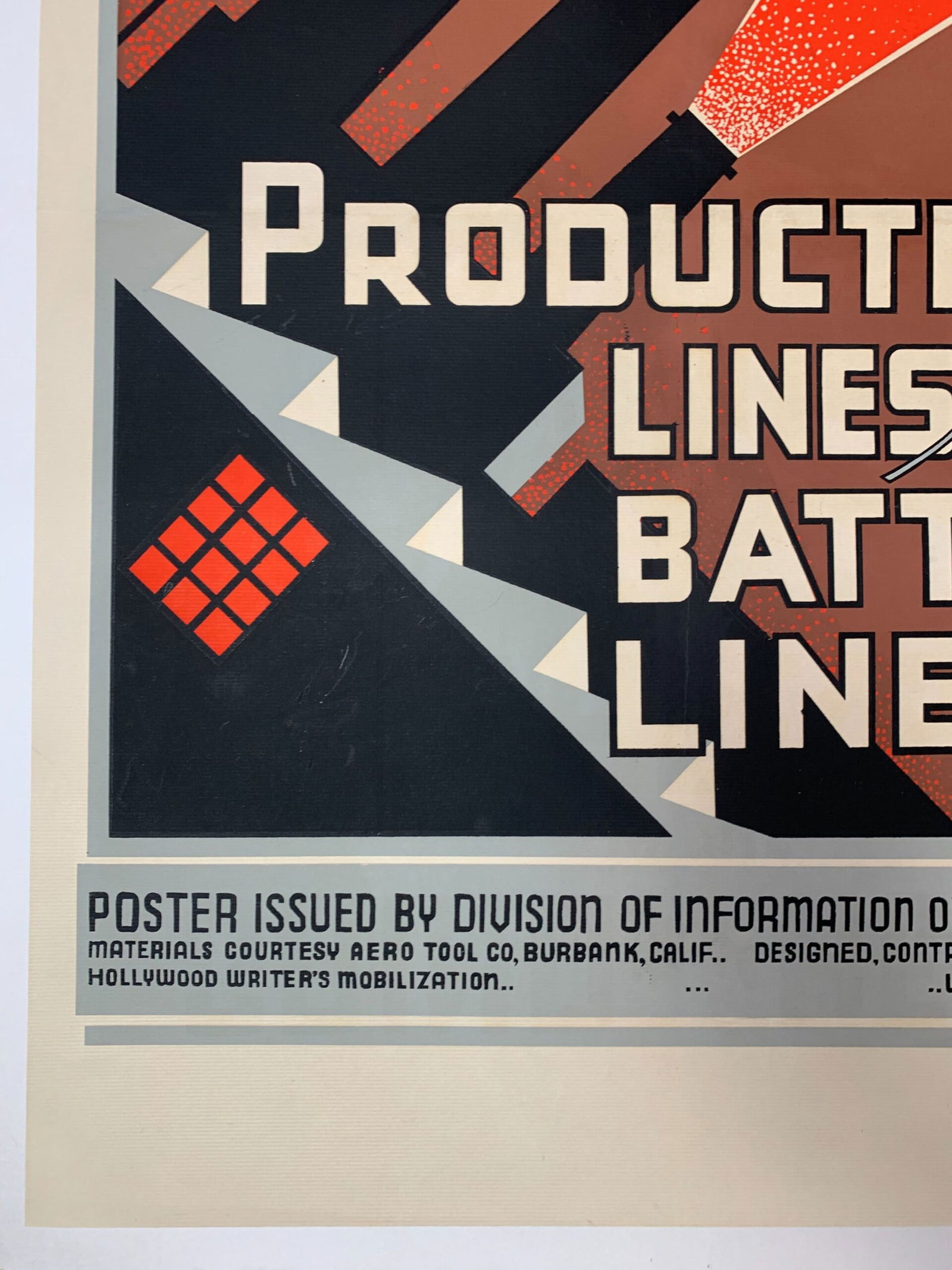 Production Lines are Battle Lines - Art by Chester Cobb (1942) 24x35.5 Rare US WWII Poster LB - 5
