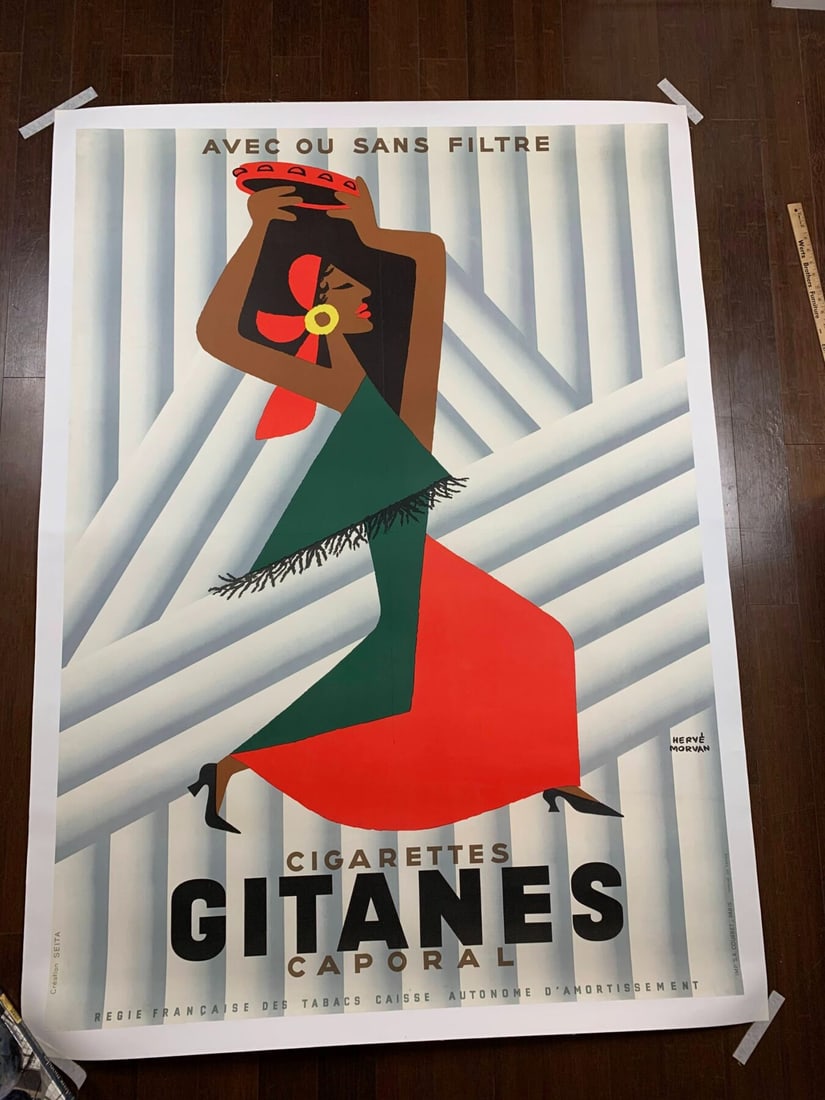 Gitanes - Art By Herve Morvan (1955) 46x62.5 French Tobacco Advertising Poster LB - 2