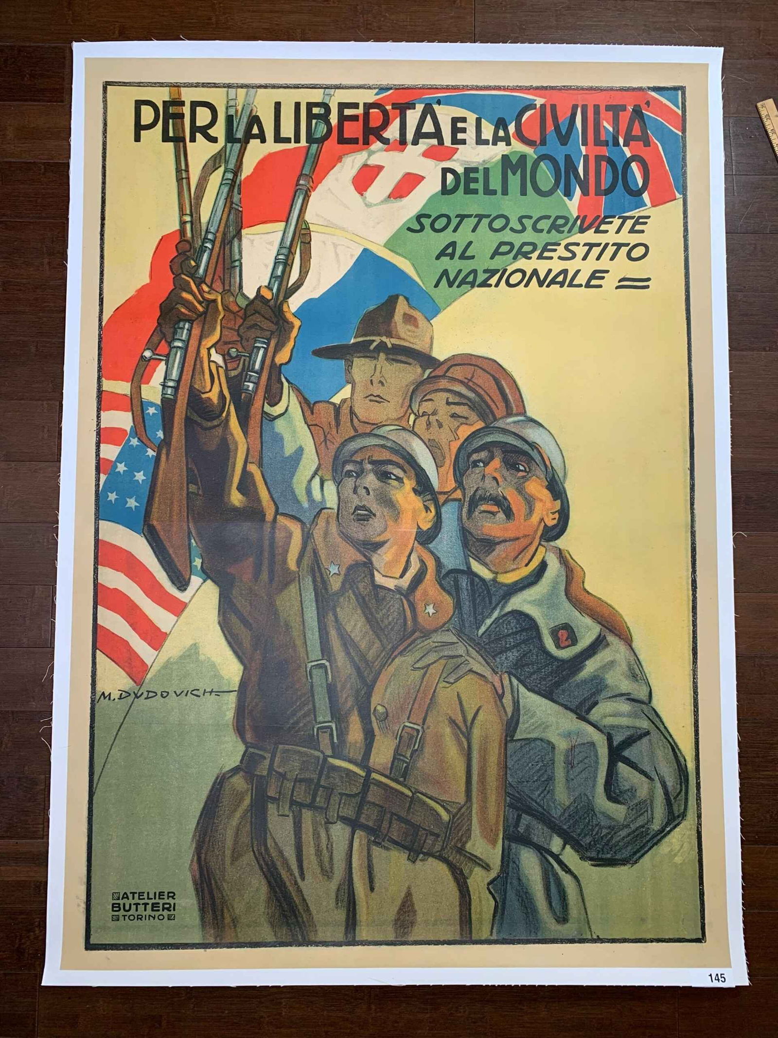 Per la Liberta e la Civalta - Art by Dudovich (1917) 39.25x54.25 Italian WWI Poster LB: Title: Per la Liberta e la Civalta - Art by Dudovich (1917) 39.25x54.25 Italian WWI Poster LB Description: Per la Liberta e la Civalta - Art by Dudovich (1917) 39.25x54.25 Italian WWI Poster LB\n\nPle