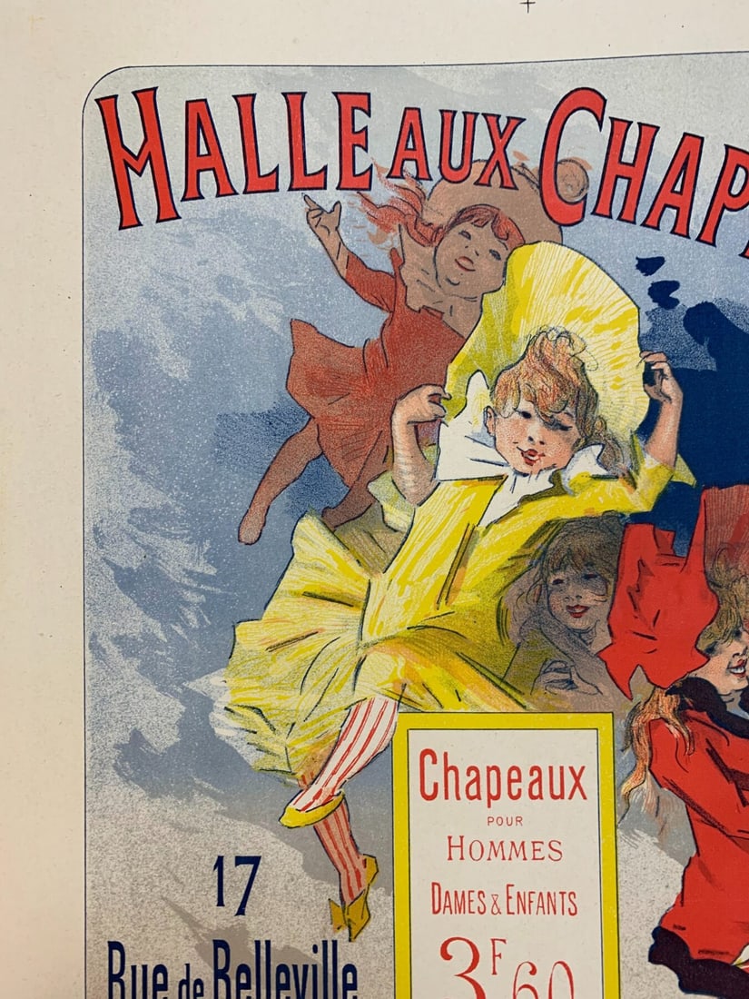 Halle Aux Chapeaux - Very Rare - Art By Cheret (1892) 15.25x18.75 French Lithograph LB - 3