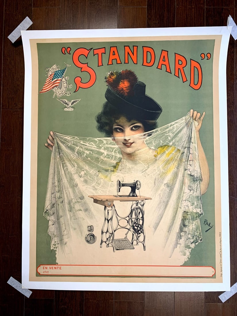 Standard Sewing Machine - Art By Pal (1900) 24.5x31 French Advertising Poster LB: Title: Standard Sewing Machine - Art By Pal (1900) 24.5x31 French Advertising Poster LB Description: Standard Sewing Machine - Art By Pal (1900) 24.5x31 French Advertising Poster LB\n\nPlease refer to