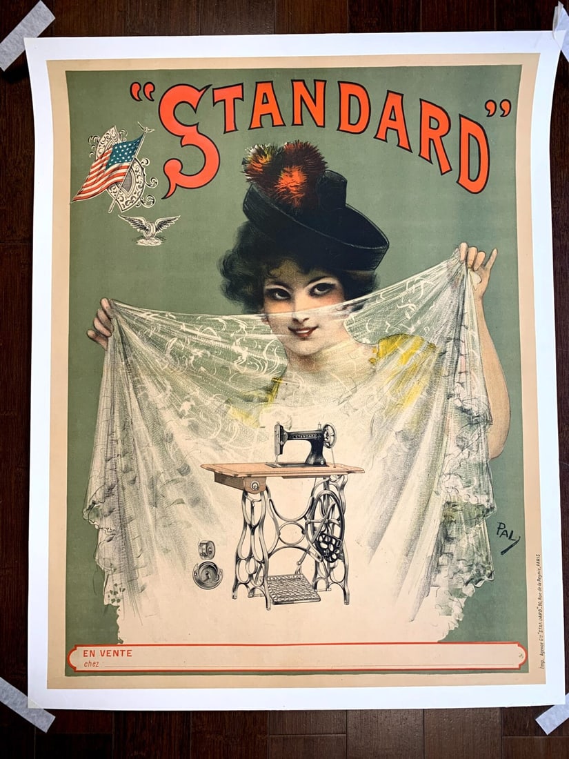 Standard Sewing Machine - Art By Pal (1900) 24.5x31 French Advertising Poster LB - 3