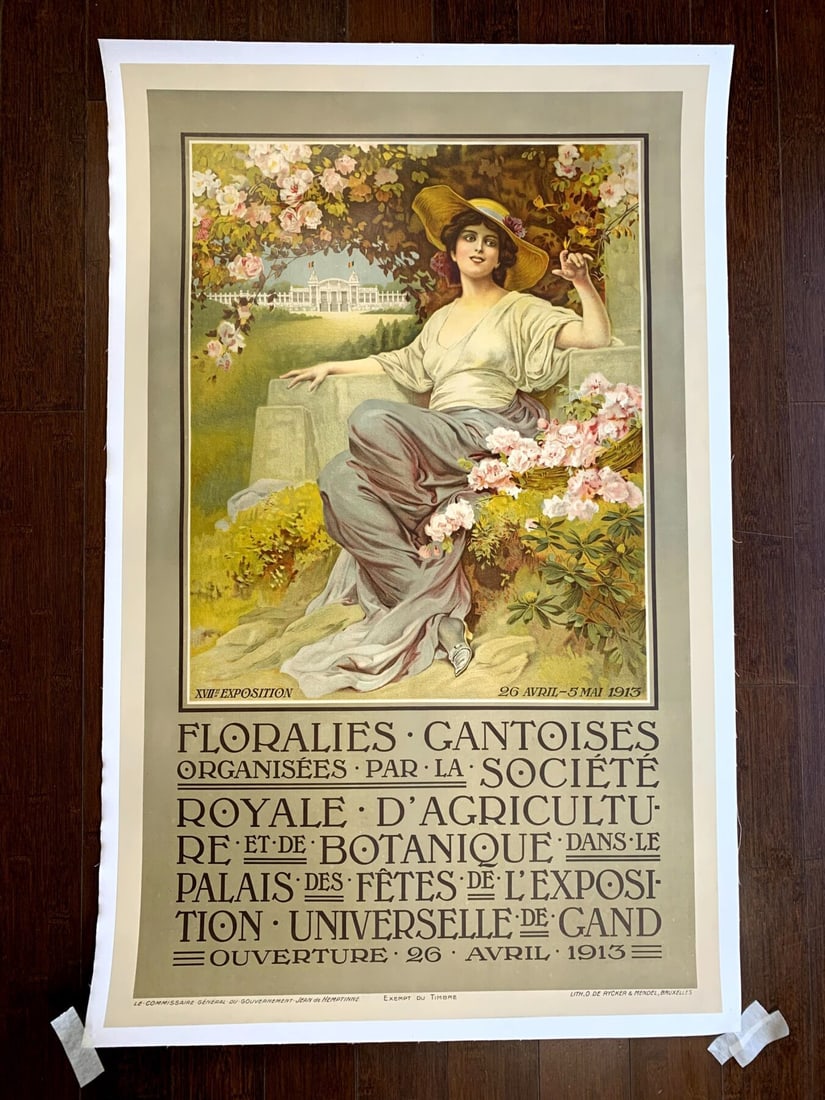 Floralies Gantoises - Belgian State Railways - De Rycker & Mendel (1913) 25.125x40 Belgian: Title: Floralies Gantoises - Belgian State Railways - De Rycker & Mendel (1913) 25.125x40 Belgian Exhibition Poster LB Description: Floralies Gantoises - Belgian State Railways - De Rycker & Mendel