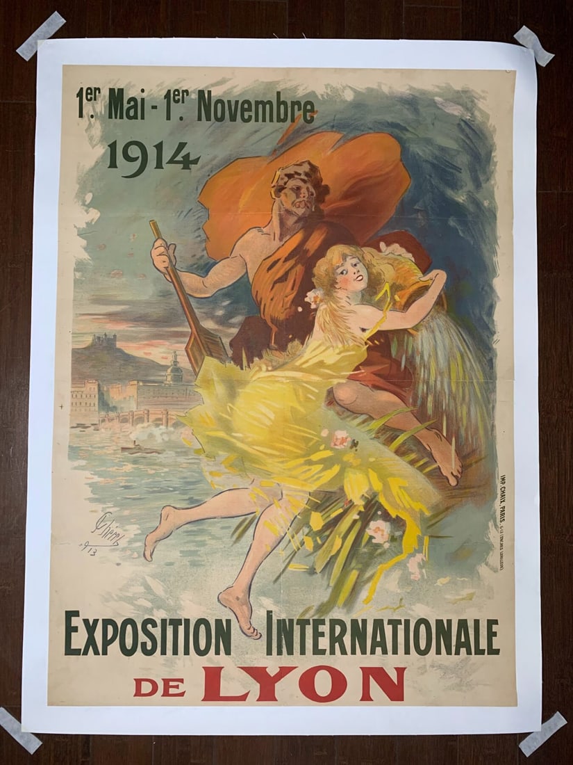 Exposition Nationale De Lyon - Art By Cheret (1914) 29.125x40.125 French Lithograph Poster LB - 2