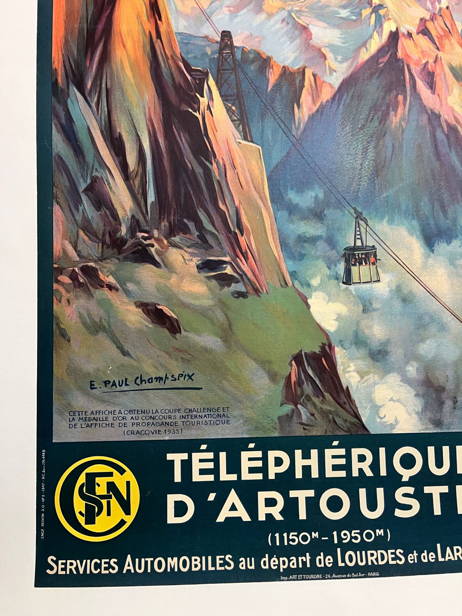 Téléphérique D'Artouste (1937) Art By E. Paul Champseix French Travel Poster LB - 3
