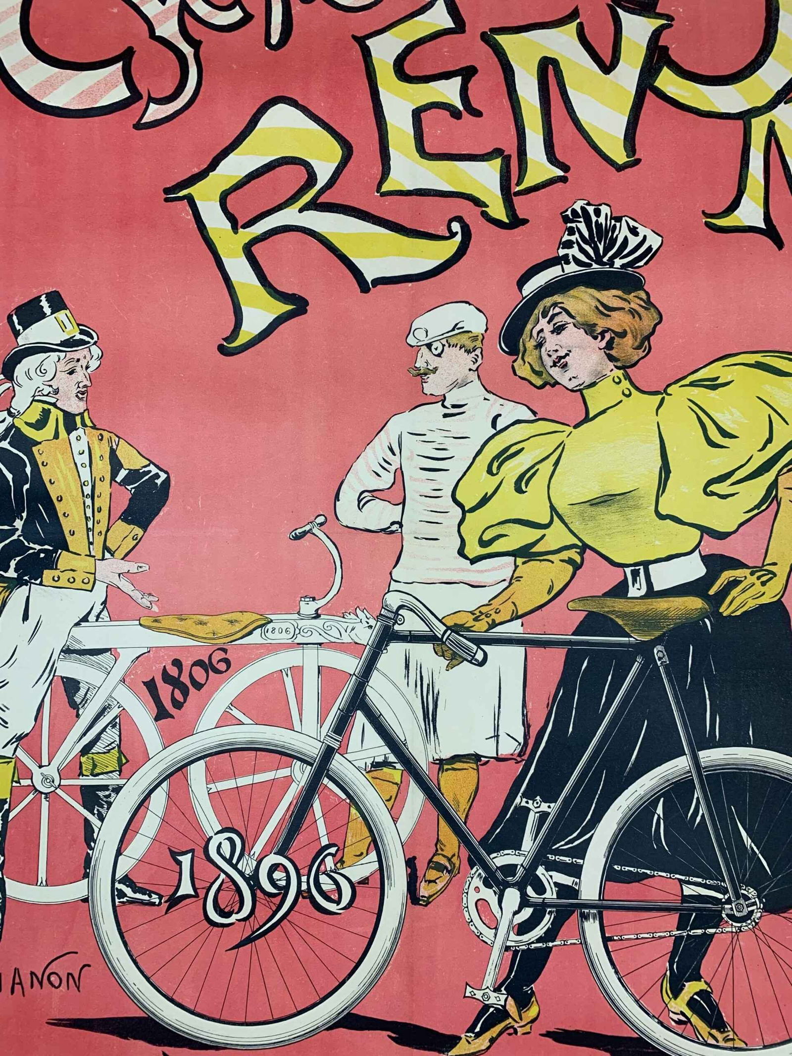 Cycles Renon - Art Trianon (1896) 34.5x43.5 French Advertising Poster LB - 6