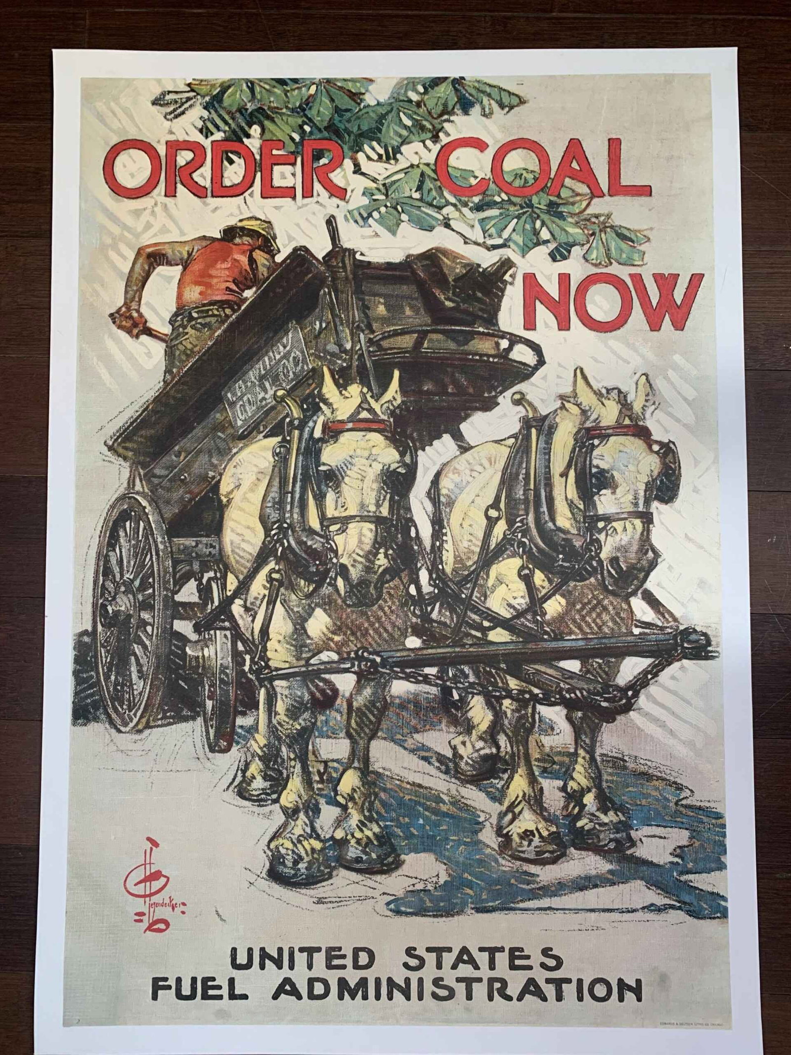 Order Coal Now - Art by Leyendecker (1914) 20x29.25 US WWI Poster LB: Title: Order Coal Now - Art by Leyendecker (1914) 20x29.25 US WWI Poster LB Description: Order Coal Now - Art by Leyendecker (1914) 20x29.25 US WWI Poster LB\n\nPlease refer to the attached photos to