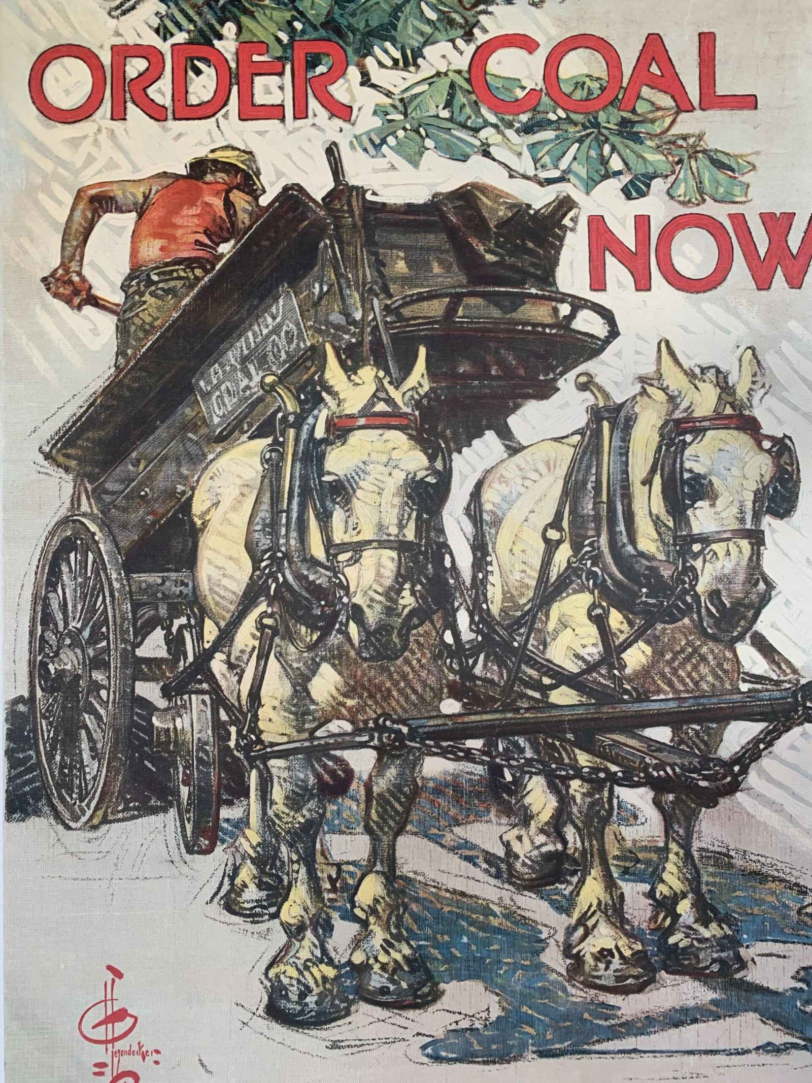 Order Coal Now - Art by Leyendecker (1914) 20x29.25 US WWI Poster LB - 6