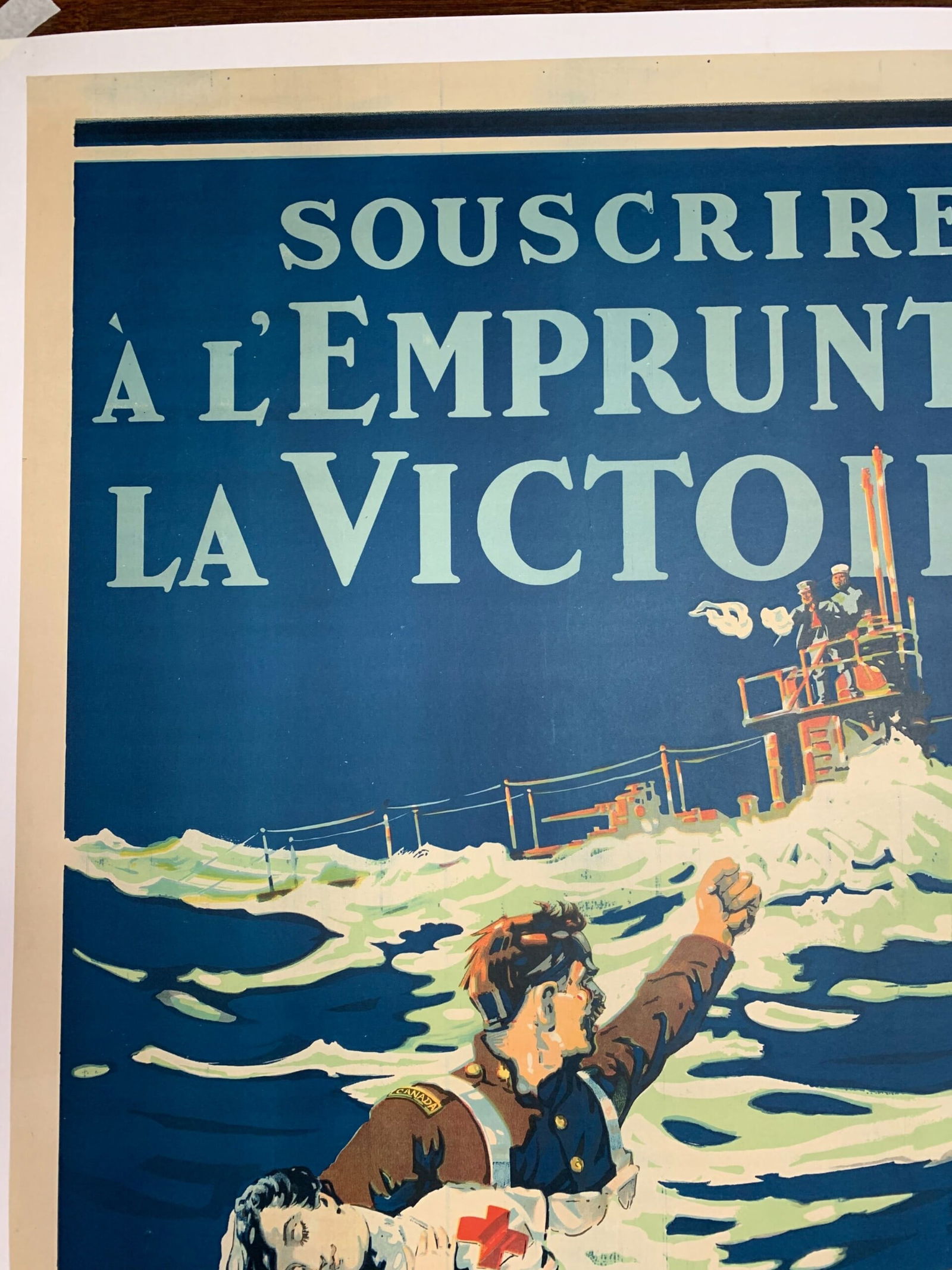 Emprunt de la Victoire (1918) 24x36.5 Rare Canadian War Poster LB - 6