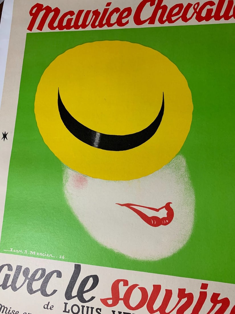 Maurice Chevalier - Art By Jean Mercier (1936) 24.25x32.25 French Movie Poster LB - 5