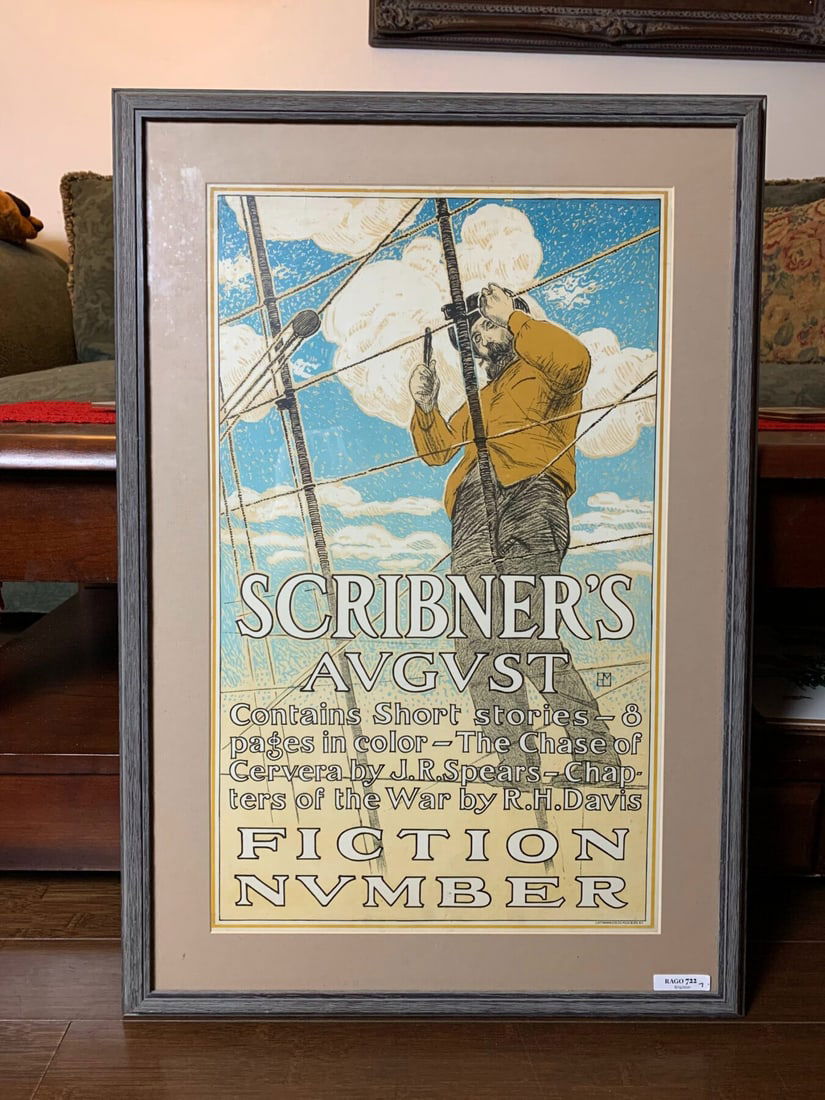Scribner's August Fiction - Art By Henry Mccarter (1879) 14x23 US Advertising Poster - Framed - 2