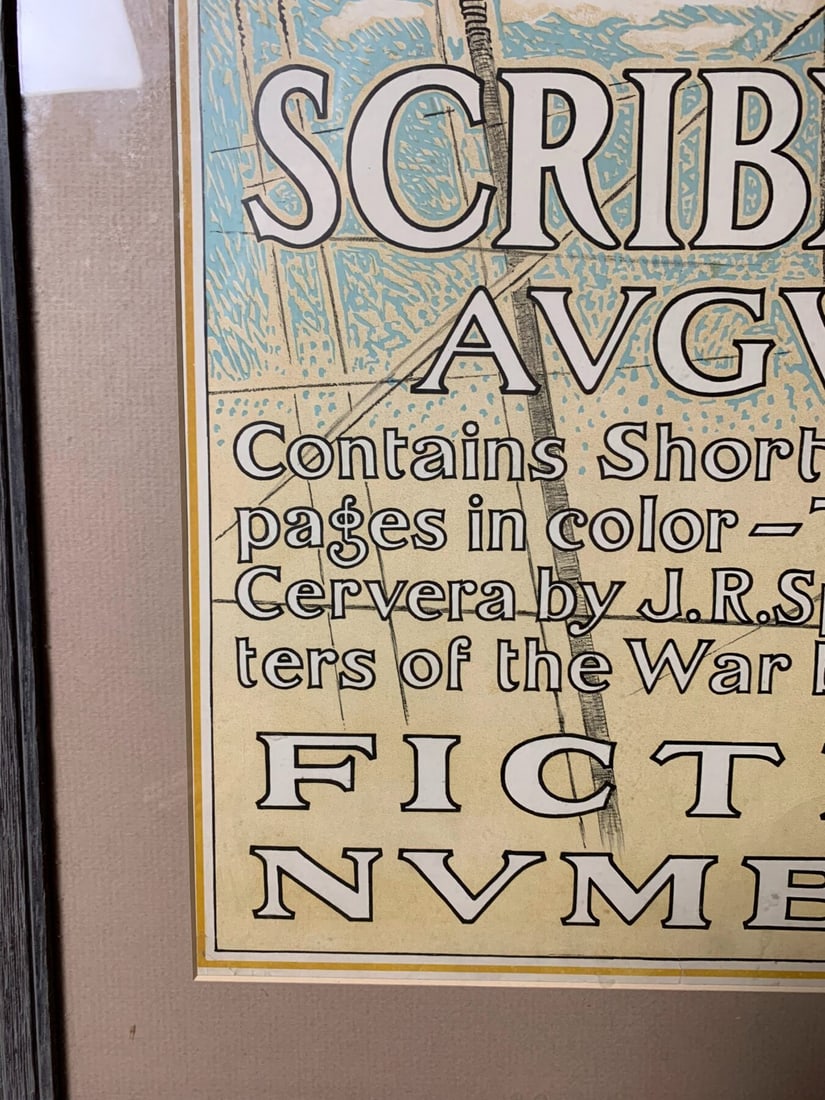 Scribner's August Fiction - Art By Henry Mccarter (1879) 14x23 US Advertising Poster - Framed - 3