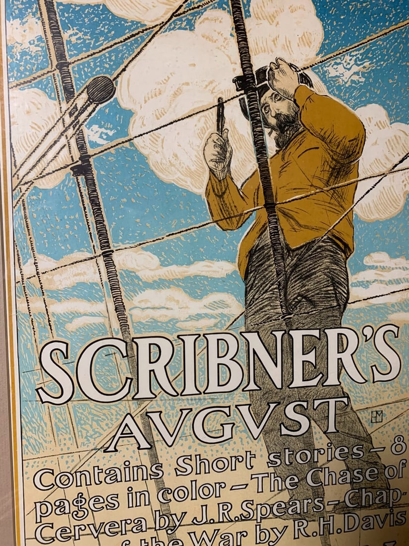 Scribner's August Fiction - Art By Henry Mccarter (1879) 14x23 US Advertising Poster - Framed - 5