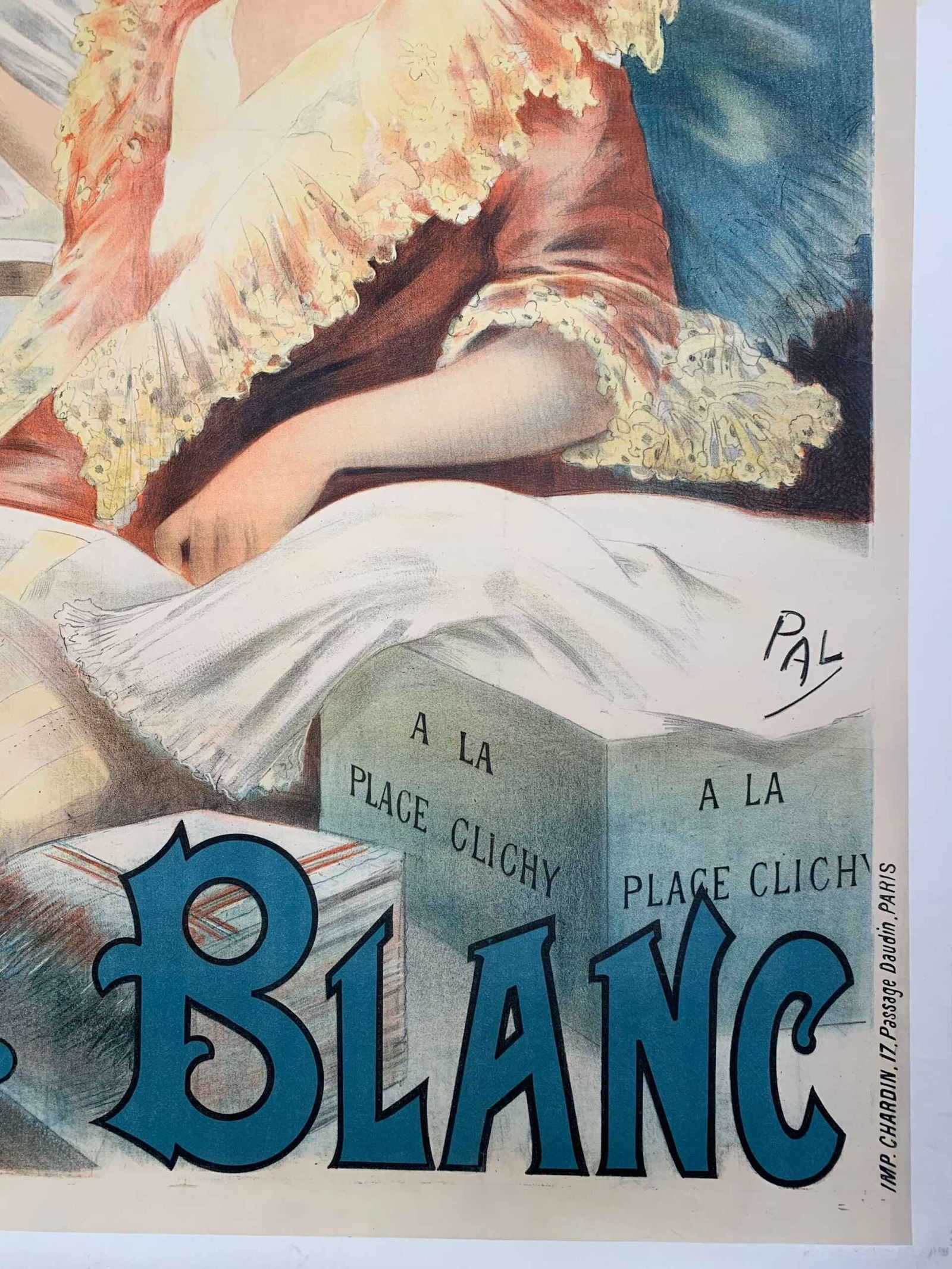 A La Place Clichy Blanc - Art by Tichon (1894) 35x39 French Advertising Poster LB - 4