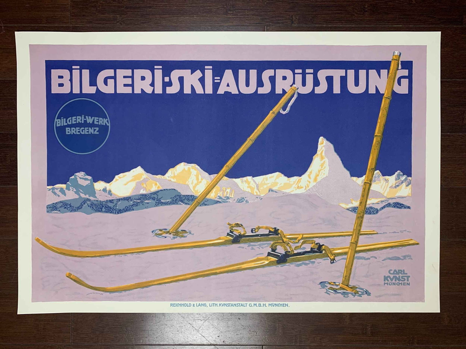 Bilgeri Ski - Art By Carl Kunst (1910's) 19.875x30 German Travel Poster