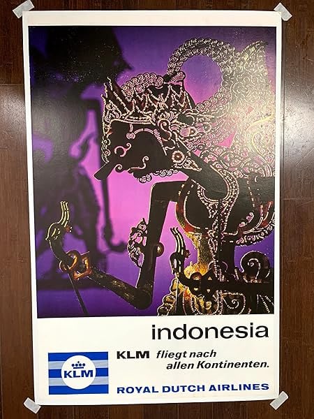 Indonesia - Klm Airlines - Wayang Puppets (1960's) 25.375x40 Dutch Advertising Poster - 3