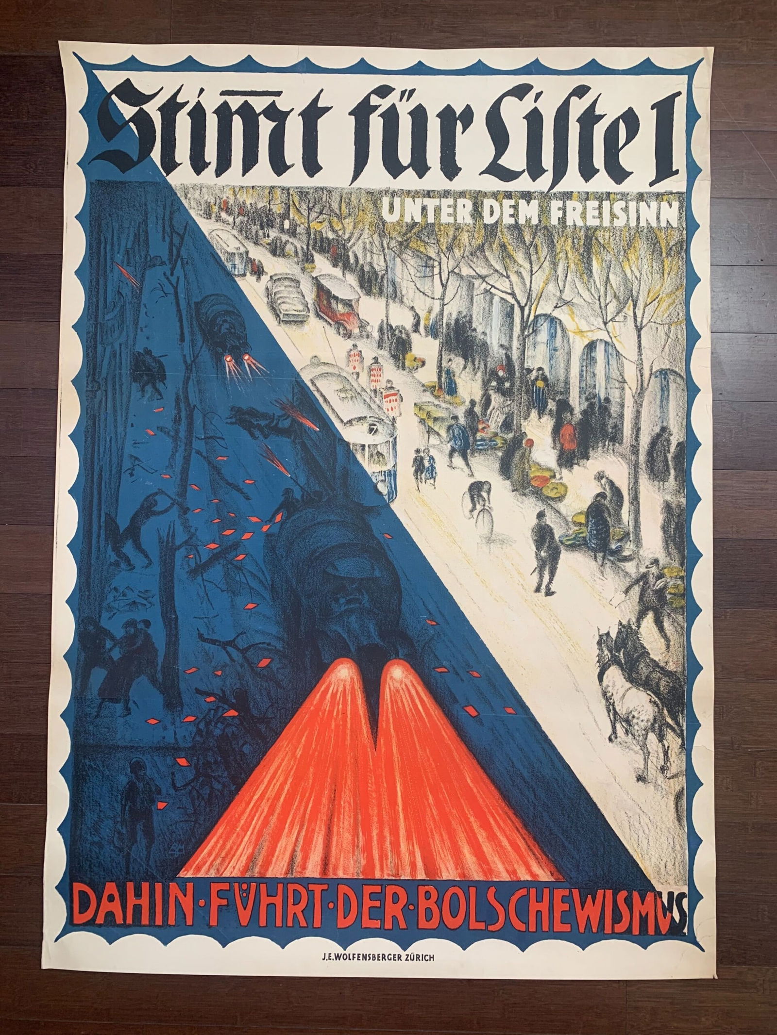 Stimt fur Lifte - Burkhart Mangold (1930) 36x50 Swiss Protest Poster: Title: Stimt fur Lifte - Burkhart Mangold (1930) 36x50 Swiss Protest Poster Description: Stimt fur Lifte - Burkhart Mangold (1930) 36x50 Swiss Protest Poster\n\nPlease refer to the attached photos to