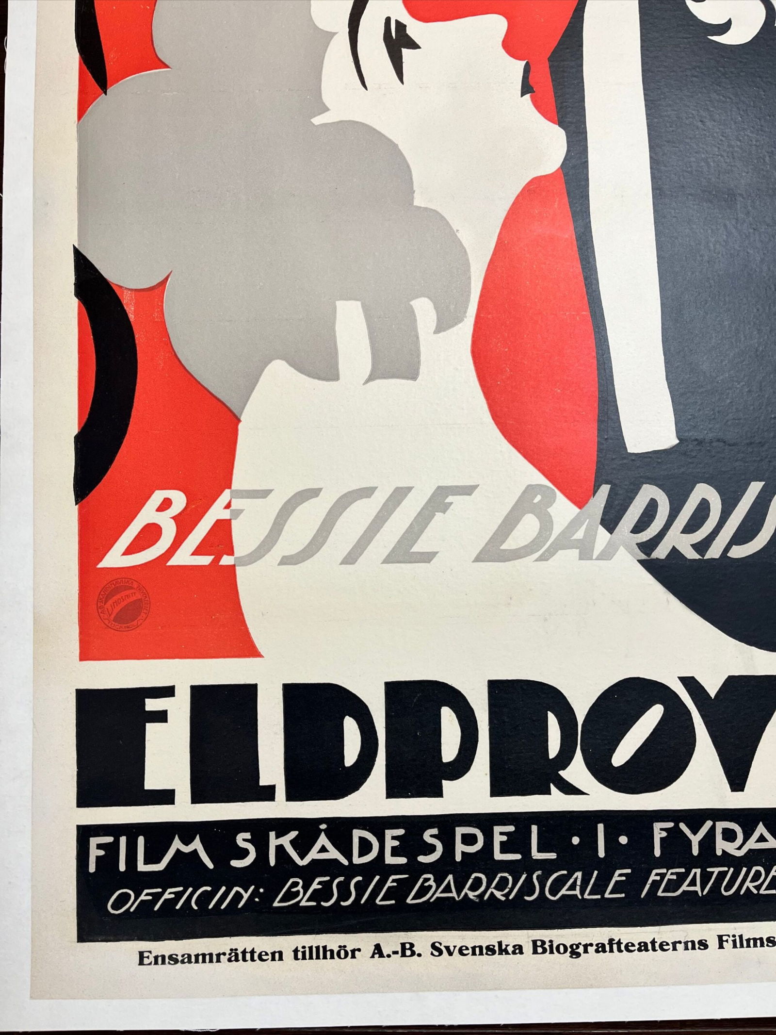 Eldprovet - Hearts Asleep (1919) 25.5x35.75 Swedish Art Deco Linocut Movie Poster LB - 2