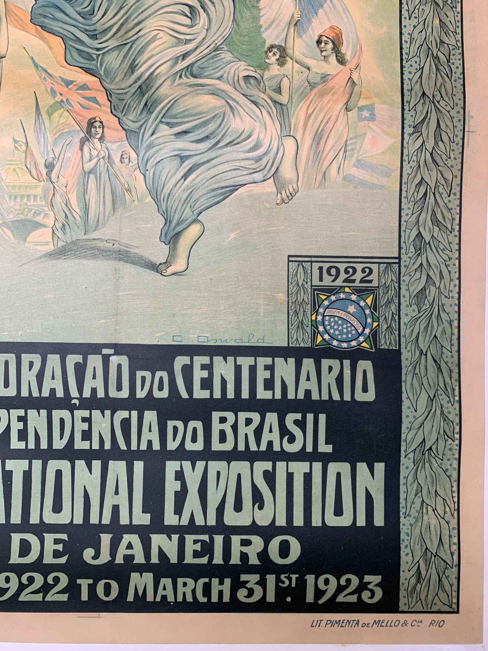 International Expo - Art C. Oswald (1922) 30x44 Brazilian Lithograph Poster LB - 4