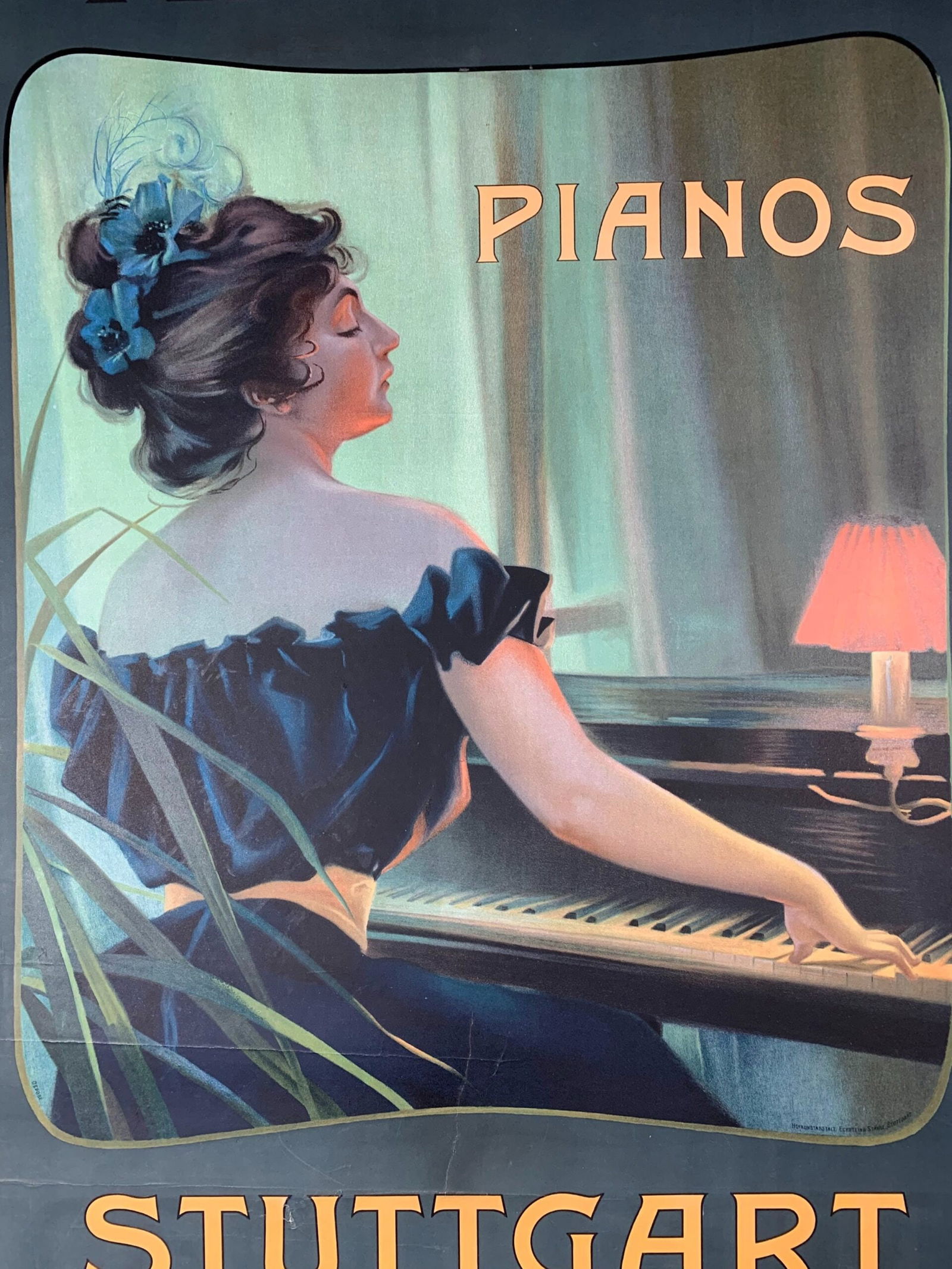 Krauss Pianos - Stuttgart (1900's) 25x36.25 German Advertising Poster LB - 4