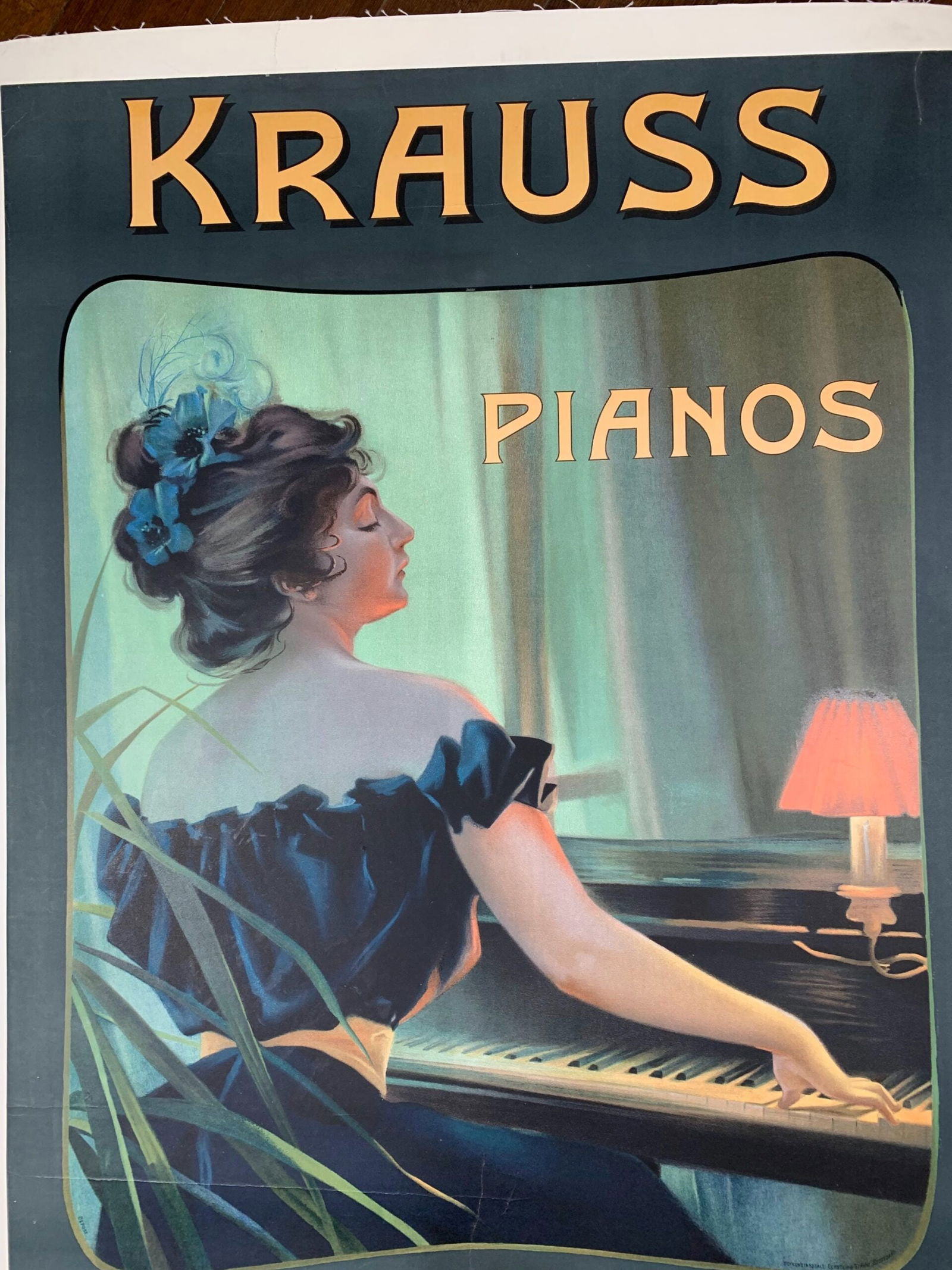 Krauss Pianos - Stuttgart (1900's) 25x36.25 German Advertising Poster LB - 5