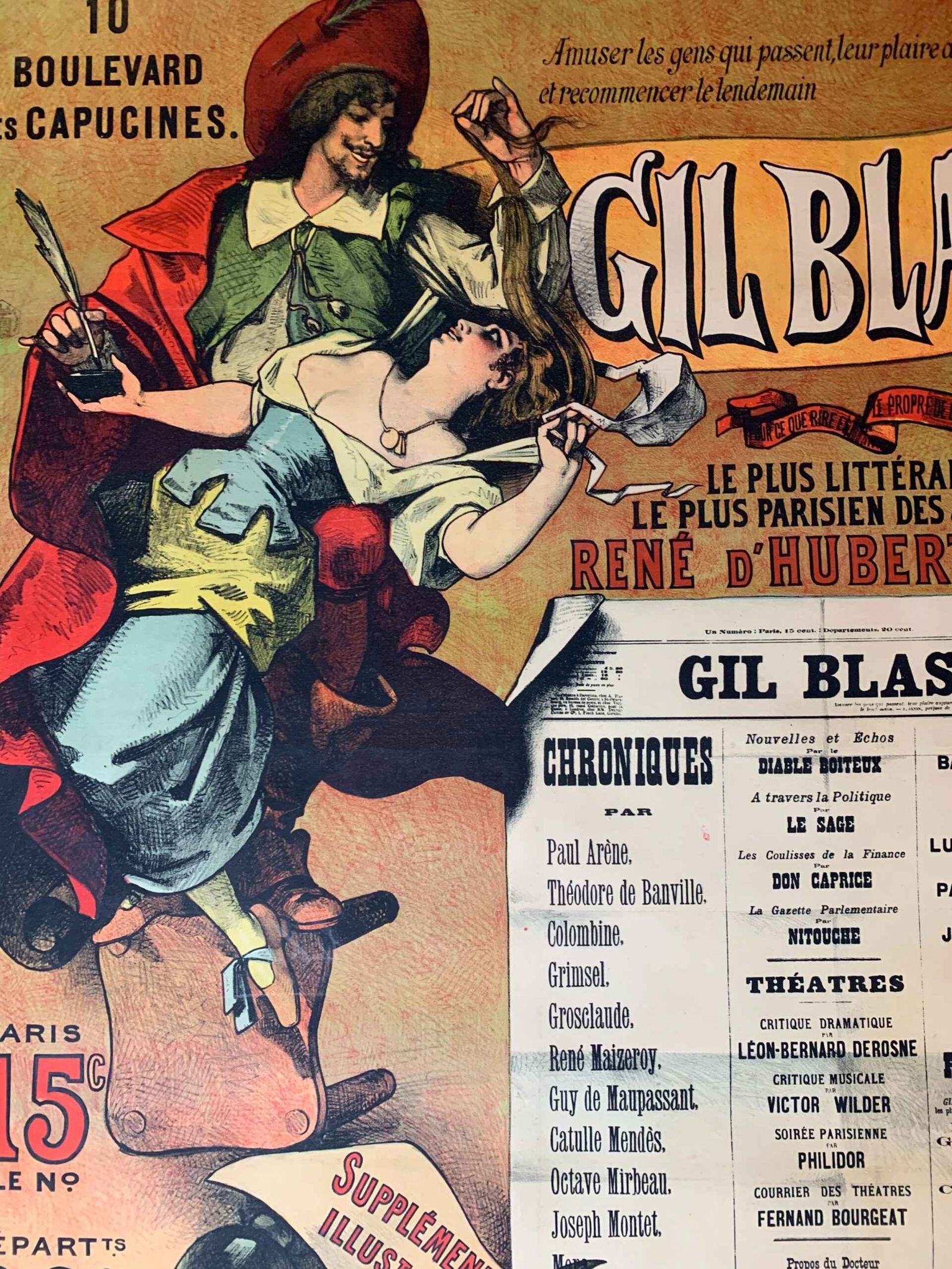 Gil Blas Literary Newspaper (1918) 36.25x49.25 French Advertising Poster LB - 6